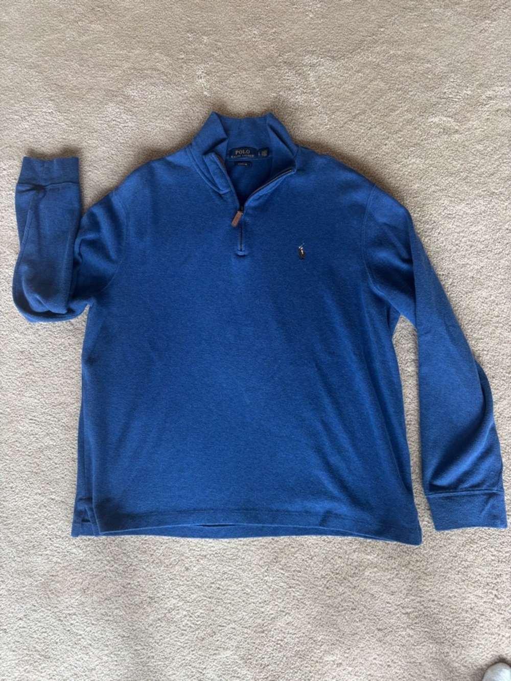 Polo by Ralph Lauren Blue Estate Rib Quarter-Zip Sweater